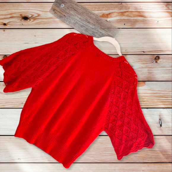 A.N.A. Open Weave 3/4 Kimono Sleeve Red Sweater 3X - Picture 2 of 7